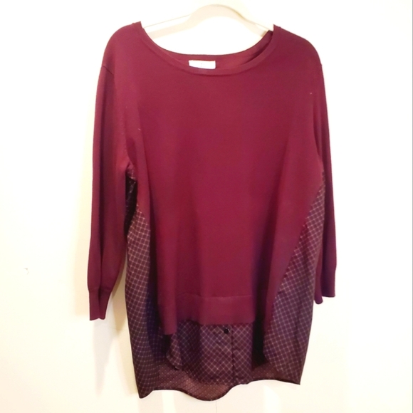 BLL New York red wine long sleeve blouse sweater size L - Picture 1 of 13